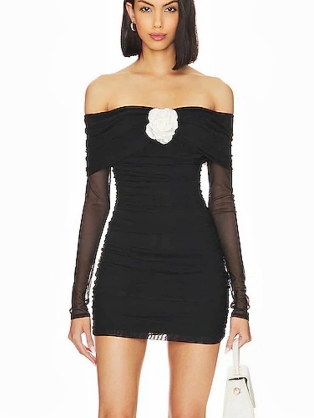 Amanda Uprichard Black Off-Shoulder Mini Dress Size Small